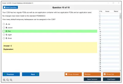 Oracle 1z0-083 Oracle Database Administration II Practice test exam simulator test engine exam Prep practice test questions answers Image 10