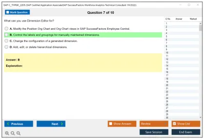 SAP C_THR96_2205 SAP Certified Application AssociateSAP SuccessFactors Workforce Analytics Technical Consultant 1H/2022 Practice test exam simulator test engine exam Prep practice test questions answers Image 7