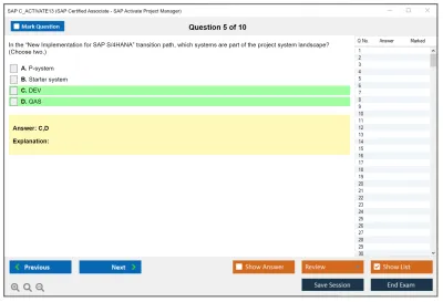 SAP C_ACTIVATE13 SAP Certified Associate - SAP Activate Project Manager Practice test exam simulator test engine exam Prep practice test questions answers Image 5