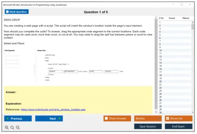 Microsoft 98-382 Introduction to Programming Using JavaScript Practice test exam simulator test engine exam Prep practice test questions answers Image 1