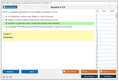 IBM P1000-017 Technical Sales Foundations for IBM QRadar for Cloud (QRoC) V1 Practice test exam simulator test engine exam Prep practice test questions answers Image 5