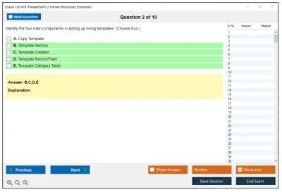 Oracle 1z0-416 PeopleSoft 9.2 Human Resources Essentials Practice test exam simulator test engine exam Prep practice test questions answers Image 2