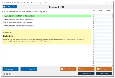 IIA IIA-CIA-Part4 Certified Internal Auditor - Part 4, Business Management Skills Practice test exam simulator test engine exam Prep practice test questions answers Image 8