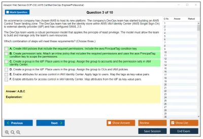Amazon Web Services DOP-C02 AWS Certified DevOps Engineer - Professional Practice test exam simulator test engine exam Prep practice test questions answers Image 3
