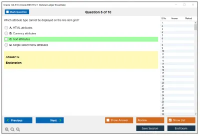 Oracle 1z0-516 Oracle EBS R12.1 General Ledger Essentials Practice test exam simulator test engine exam Prep practice test questions answers Image 6