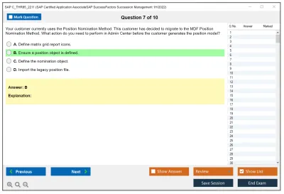 SAP C_THR85_2211 SAP Certified Application AssociateSAP SuccessFactors Succession Management 1H/2022 Practice test exam simulator test engine exam Prep practice test questions answers Image 7
