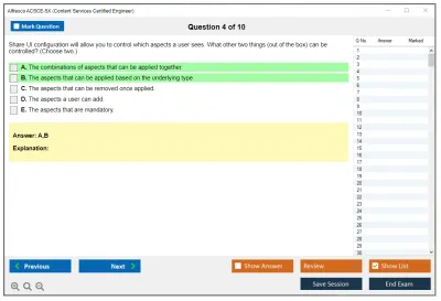 Alfresco ACSCE-5X Alfresco Content Services Certified Engineer Practice test exam simulator test engine exam Prep practice test questions answers Image 4