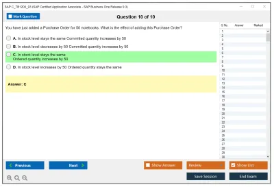 SAP C_TB1200_93 SAP Certified Application Associate - SAP Business One Release 9.3 Practice test exam simulator test engine exam Prep practice test questions answers Image 10
