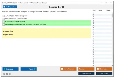 SAP C_ACTIVATE13 SAP Certified Associate - SAP Activate Project Manager Practice test exam simulator test engine exam Prep practice test questions answers Image 1