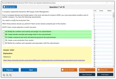 Microsoft MB-320 Microsoft Dynamics 365 for Finance and Operations-Manufacturing  Practice test exam simulator test engine exam Prep practice test questions answers Image 7