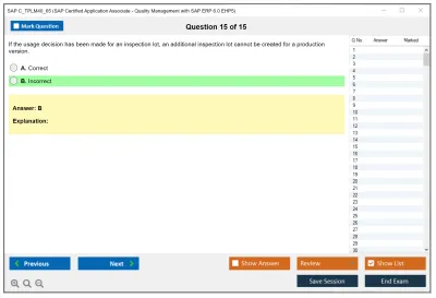 SAP C_TPLM40_65 SAP Certified Associate - Quality Management with SAP ERP 6.0 EHP5 Practice test exam simulator test engine exam Prep practice test questions answers Image 15