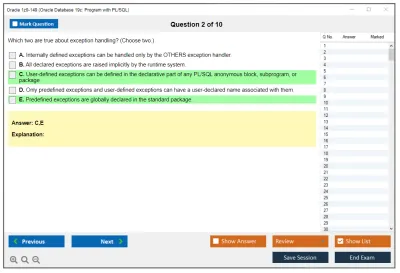 Oracle 1z0-149 Oracle Database 19c: Program with PL/SQL Practice test exam simulator test engine exam Prep practice test questions answers Image 2