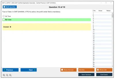 SAP C_S4FCF_1809 SAP Certified Application Associate - Central Finance in SAP S/4HANA Practice test exam simulator test engine exam Prep practice test questions answers Image 10