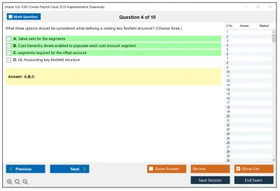 Oracle 1z0-1050 Oracle Payroll Cloud 2019 Implementation Essentials Practice test exam simulator test engine exam Prep practice test questions answers Image 4