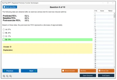 Test Prep RPFT Registered Pulmonary Function Technologist Practice test exam simulator test engine exam Prep practice test questions answers Image 8