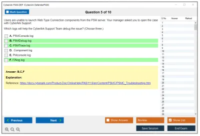 CyberArk PAM-DEF CyberArk Defender - PAM Practice test exam simulator test engine exam Prep practice test questions answers Image 5