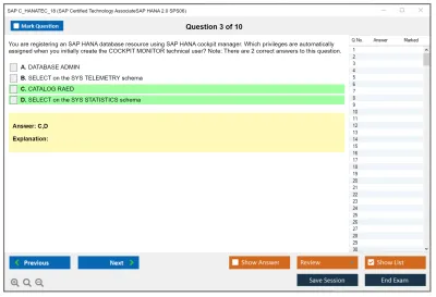 SAP C_HANATEC_18 SAP Certified Technology AssociateSAP HANA 2.0 SPS06 Practice test exam simulator test engine exam Prep practice test questions answers Image 3