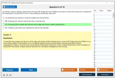 HP HPE2-W07 Selling Aruba Products and Solutions Practice test exam simulator test engine exam Prep practice test questions answers Image 9