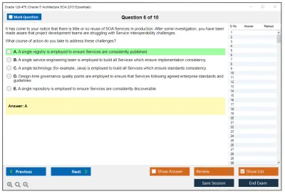 Oracle 1z0-475 Oracle IT Architecture SOA 2013 Essentials Practice test exam simulator test engine exam Prep practice test questions answers Image 6