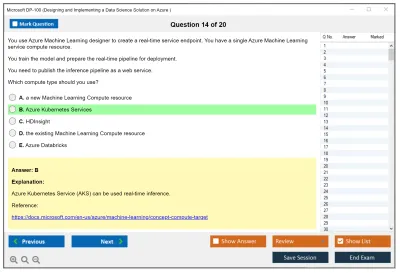 Microsoft DP-100 Designing and Implementing a Data Science Solution on Azure Practice test exam simulator test engine exam Prep practice test questions answers Image 14