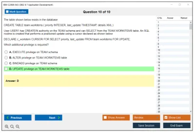 IBM C2090-543 DB2 9.7 Application Development Practice test exam simulator test engine exam Prep practice test questions answers Image 10