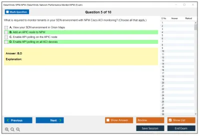 SolarWinds SPM-NPM SolarWinds Network Performance Monitor(NPM) Exam Practice test exam simulator test engine exam Prep practice test questions answers Image 5