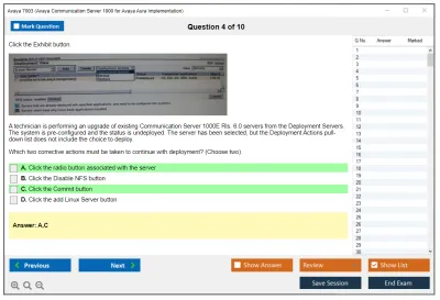 Avaya 7003 Avaya Communication Server 1000 for Avaya Aura Implementation Practice test exam simulator test engine exam Prep practice test questions answers Image 4