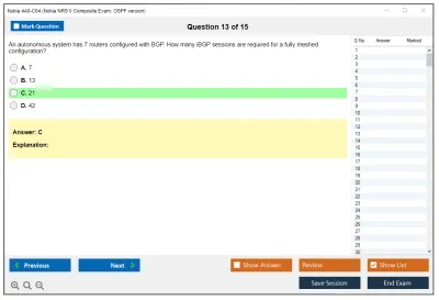 Nokia 4A0-C04 Nokia NRS II Composite Exam: OSPF version Practice test exam simulator test engine exam Prep practice test questions answers Image 13