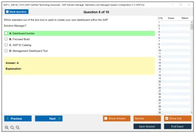 SAP C_SM100_7210 SAP Certified Technology Associate - SAP Solution Manager. Mandatory and Managed System Configuration (7.2 SPS10) Practice test exam simulator test engine exam Prep practice test questions answers Image 8