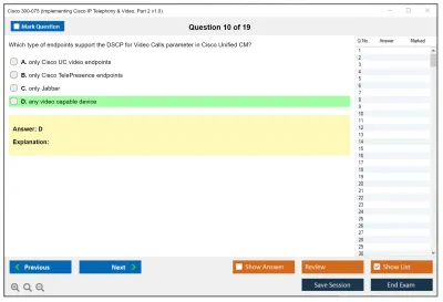 Cisco 300-075 Implementing Cisco IP Telephony &amp; Video, Part 2 v1.0 Practice test exam simulator test engine exam Prep practice test questions answers Image 10