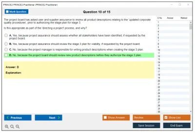 PRINCE2 PRINCE2-Practitioner PRINCE2 Practitioner Exam Practice test exam simulator test engine exam Prep practice test questions answers Image 10