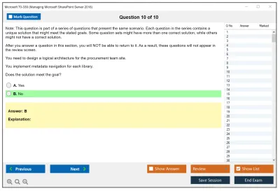 Microsoft 70-339 Managing Microsoft SharePoint Server 2016 Practice test exam simulator test engine exam Prep practice test questions answers Image 10