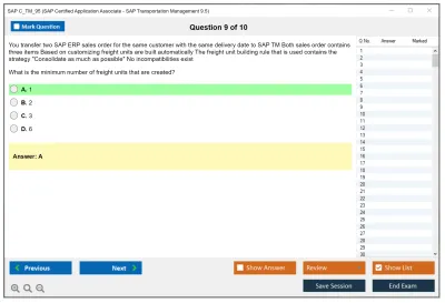 SAP C_TM_95 SAP Certified Application Associate - SAP Transportation Management 9.5 Practice test exam simulator test engine exam Prep practice test questions answers Image 9
