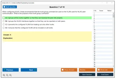 Arista ACE-A1.2 Arista Certified Engineering Associate Exam Practice test exam simulator test engine exam Prep practice test questions answers Image 7