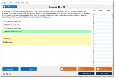 Six Sigma LSSBB Lean Six Sigma Black Belt Practice test exam simulator test engine exam Prep practice test questions answers Image 13