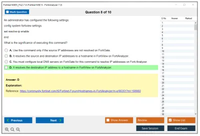 Fortinet NSE5_FAZ-7.0 Fortinet NSE 5 - FortiAnalyzer 7.0 Practice test exam simulator test engine exam Prep practice test questions answers Image 8