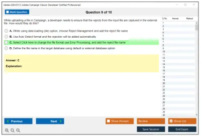 Adobe AD0-E313 Adobe Campaign Classic Developer Certified Professional Practice test exam simulator test engine exam Prep practice test questions answers Image 9