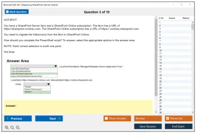 Microsoft MS-301 Deploying SharePoint Server Hybrid Practice test exam simulator test engine exam Prep practice test questions answers Image 3
