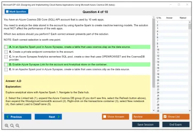 Microsoft DP-420 Designing and Implementing Cloud-Native Applications Using Microsoft Azure Cosmos DB Practice test exam simulator test engine exam Prep practice test questions answers Image 4