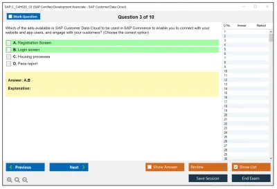 SAP C_C4H620_03 SAP Certified Development Associate - SAP Customer Data Cloud Practice test exam simulator test engine exam Prep practice test questions answers Image 3
