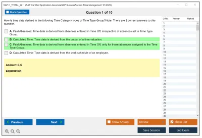 SAP C_THR94_2211 SAP Certified Application AssociateSAP SuccessFactors Time Management 1H/2022 Practice test exam simulator test engine exam Prep practice test questions answers Image 1