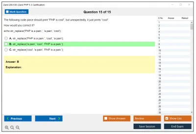 Zend 200-530 Zend PHP 5.3 Certification Practice test exam simulator test engine exam Prep practice test questions answers Image 15