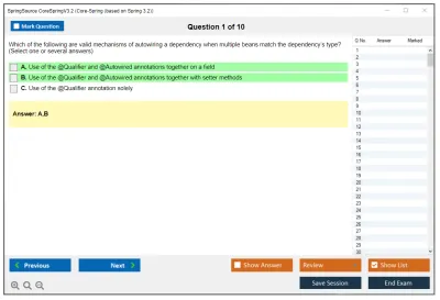 SpringSource CoreSpringV3.2 Core-Spring (based on Spring 3.2) Practice test exam simulator test engine exam Prep practice test questions answers Image 1