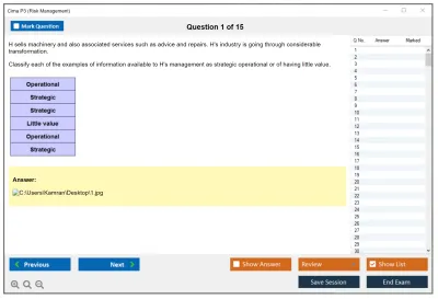 Cima P3 Risk Management Practice test exam simulator test engine exam Prep practice test questions answers Image 1