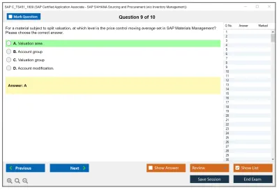 SAP C_TS451_1809 SAP Certified Application Associate - SAP S/4HANA Sourcing and Procurement (w/o Inventory Management) Practice test exam simulator test engine exam Prep practice test questions answers Image 9