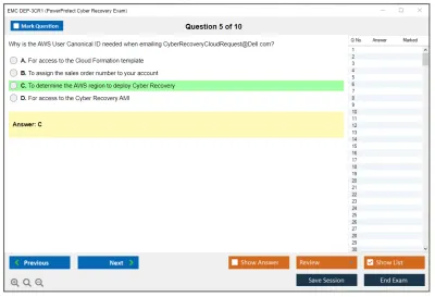 EMC DEP-3CR1 PowerProtect Cyber Recovery Exam Practice test exam simulator test engine exam Prep practice test questions answers Image 5