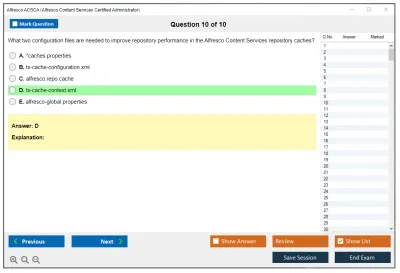 Alfresco ACSCA Alfresco Content Services Certified Administrator Practice test exam simulator test engine exam Prep practice test questions answers Image 10