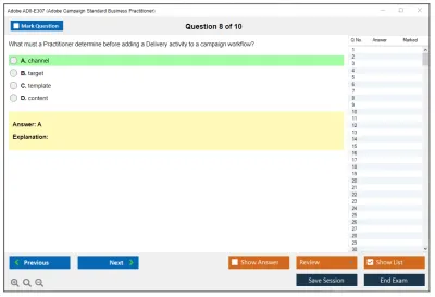 Adobe AD0-E307 Adobe Campaign Standard Business Practitioner Practice test exam simulator test engine exam Prep practice test questions answers Image 8