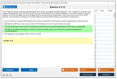 Google Google-Workspace-Administrator Google Cloud Certified - Professional Google Workspace Administrator Practice test exam simulator test engine exam Prep practice test questions answers Image 4
