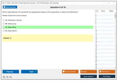 SAP C_TS460_1809 SAP Certified Application Associate - SAP S/4HANA Sales 1809 Upskilling Practice test exam simulator test engine exam Prep practice test questions answers Image 9